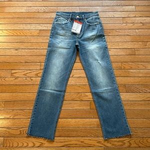 Jordache Heritage Womens Straight Distressed Destroyed Med Blue Stretch Jeans 4